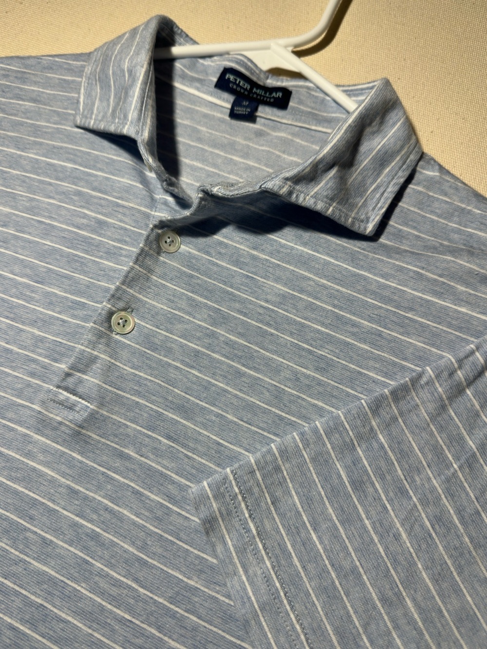 Peter Millar Crown Crafted Blue and White Striped Polo